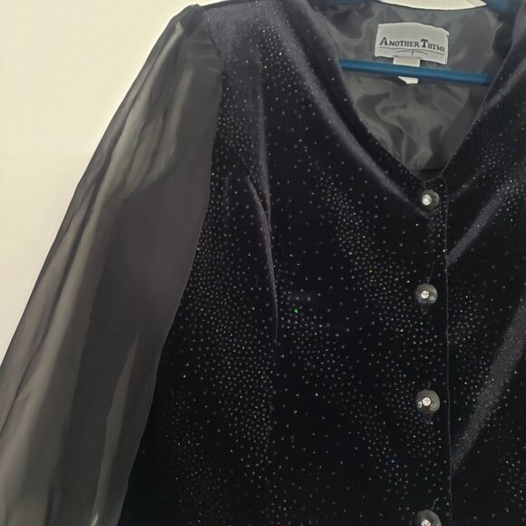 Vintage 80s Another Thyme Black Velvet Top Womens L Whimsygoth Witchy Vampire‎ - Picture 3 of 6